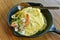 Breakfast in the morning, Creamy omelet with shrimp and squid, Scrambled eggs