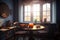 Breakfast Nook: Capture a set of images that showcase a cozy, inviting breakfast nook. Generative AI