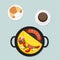 Breakfast Omelet with Sausage Icon in Modern Flat Style Vector I