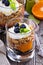 Breakfast parfait with oranges, granola, yogurt