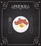 Breakfast plate on blackboard menu