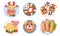 Breakfast Plating with Food Arranged in Childish Animal Shapes Vector Set