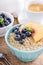 Breakfast quinoa porridge with fresh fruits