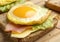 Breakfast sandwich with omelet fried egg
