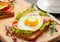 Breakfast sandwich with omelet fried egg