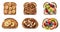 Breakfast sweet sandwiches isolated on transparent background