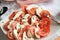 Breakfast Table Closeup cheese plate tomato mozzarella