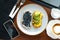 breakfast Toast Omlet and avocodo and blueberry