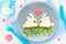 Breakfast on Valentines Day funny sandwich shaped cute white bun