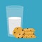 Breakfast. Vector illustration. Glass of milk and cookies.