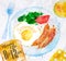 Breakfast watercolors sausage eggs