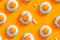 breakfast white egg yellow healthy easter food retro background texture pattern. Generative AI.