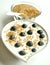 Breakfast with yogurt, blueberry and flax seeds