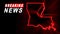 Breaking News Map of Louisiana, outline red glow map