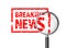 Breaking news rubber stamp magnifying glass
