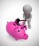 Breaking a piggy bank to access savings or cash - 3d illustration