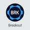 Breakout Virtual Currency Coin. Vector Symbol of BRK.