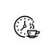 Breaktime icon. Cup of coffee with clock. Vector on isolated white background. EPS 10