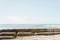 Breakwall with Ocean and Sky