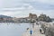 Breakwater in Castro Urdiales, Cantabria, Spain-18 October, 2015.