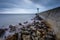 Breakwater covered with lighthouse, Jastarnia, Baltic Sea, Poland