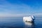 The breakwater in the form of an iceberg in a Sunny winter day.