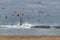 Breakwater and lighthouse of Aguda Beach in Porto