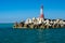 Breakwater and lighthouse on the sea