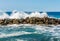 Breakwater in Liguria Italy - Large Waves of the Sea Break on the Rocks