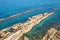 Breakwater made of stones on Cyprus