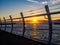 Breakwater at the Ogden Point in Victoria, BC, Canada; sunset t