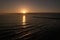 Breakwater sunrise drone view over the Mediterranean Sea