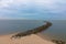 Breakwater wall made of rough stones Coastal defense