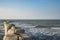 Breakwaters in the North Sea, Cadzand Bad, Holland. Space for text