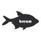 Bream fish black silhouette on white background