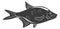Bream icon. Freshwater fish symbol. Black silhouette