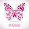 Breast cancer awareness with Butterfly sign and pink ribbon vector illustration