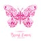 Breast cancer awareness with Butterfly sign and pink ribbons vector illustration design poster layout.
