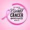 Breast Cancer Awareness Calligraphy Poster Design. Ribbon around letters. Vector Stroke Pink Ribbon. October is Cancer