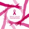 Breast cancer awareness with circle joined women hands and pink ribbon vector illustration