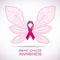 Breast cancer awareness with Dot line Butterfly sign and pink ribbon vector illustration design