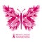 Breast cancer awareness with Hands Butterfly sign and pink ribbon vector illustration