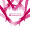 Breast cancer awareness with heart joined women hands and pink ribbon vector illustration