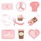 Breast cancer awareness icons