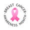 Breast Cancer Awareness Label. Vector Tamplate with Pink Ribbon - Symbol of Cancer Fight