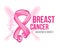 Breast cancer awareness month banner with abstract line draw pink ribbon sign and butterfly wing background vector design