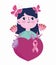 Breast cancer awareness month cartoon woman butterflies in head flowers and heart