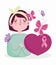Breast cancer awareness month cartoon woman butterfly ribbon and heart
