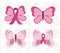 Breast cancer awareness month different butterflies with ribbon pink background