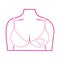 Breast cancer awareness month, female chest bra and heart, healthcare concept line icon
